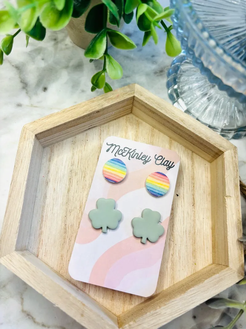 Shamrock & Rainbow Studs