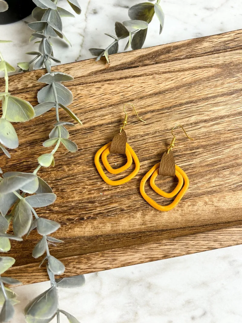 Clay & Leather Organic Hoops