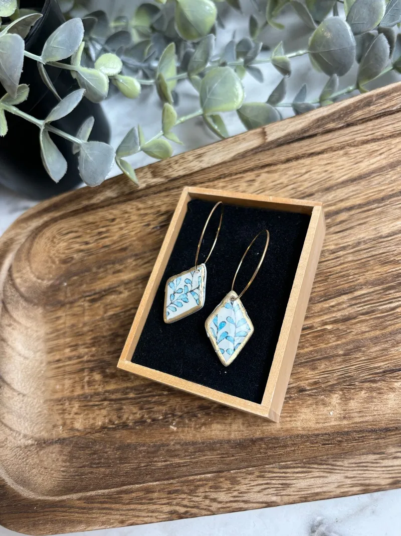 Blue ivy & gold accent hoops