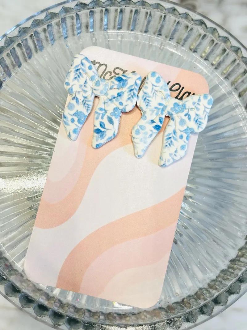 Blue & White Floral Bows