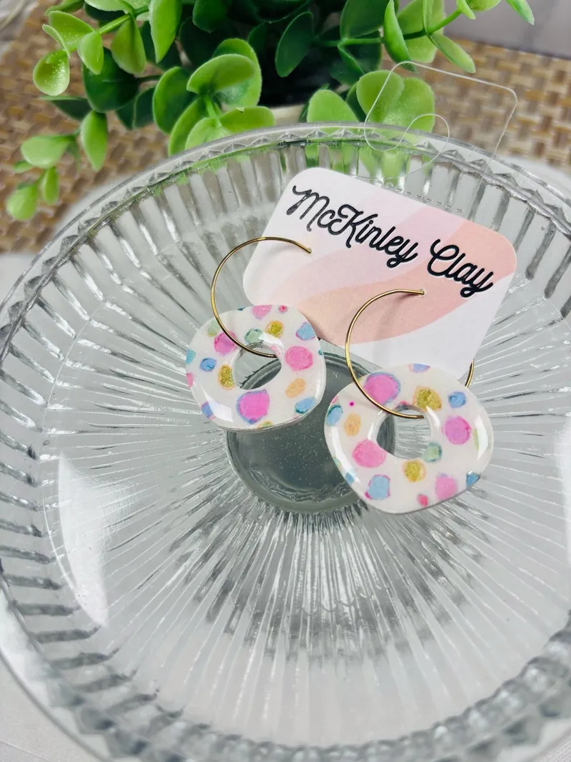 Rainbow dot hoops
