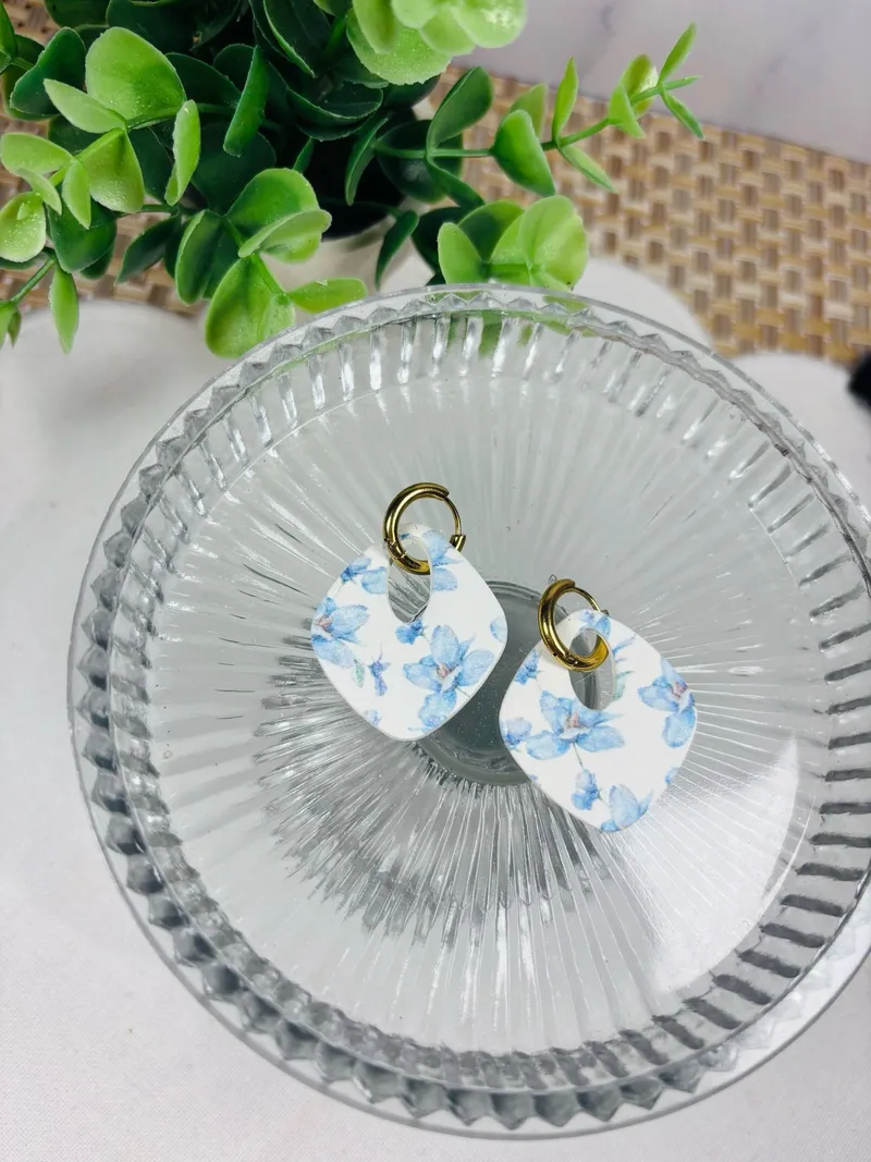 Blue Floral Huggie