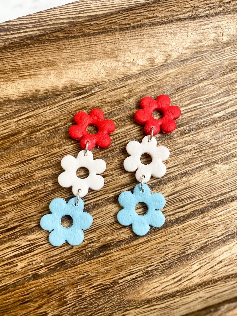 Red, white, blue florals