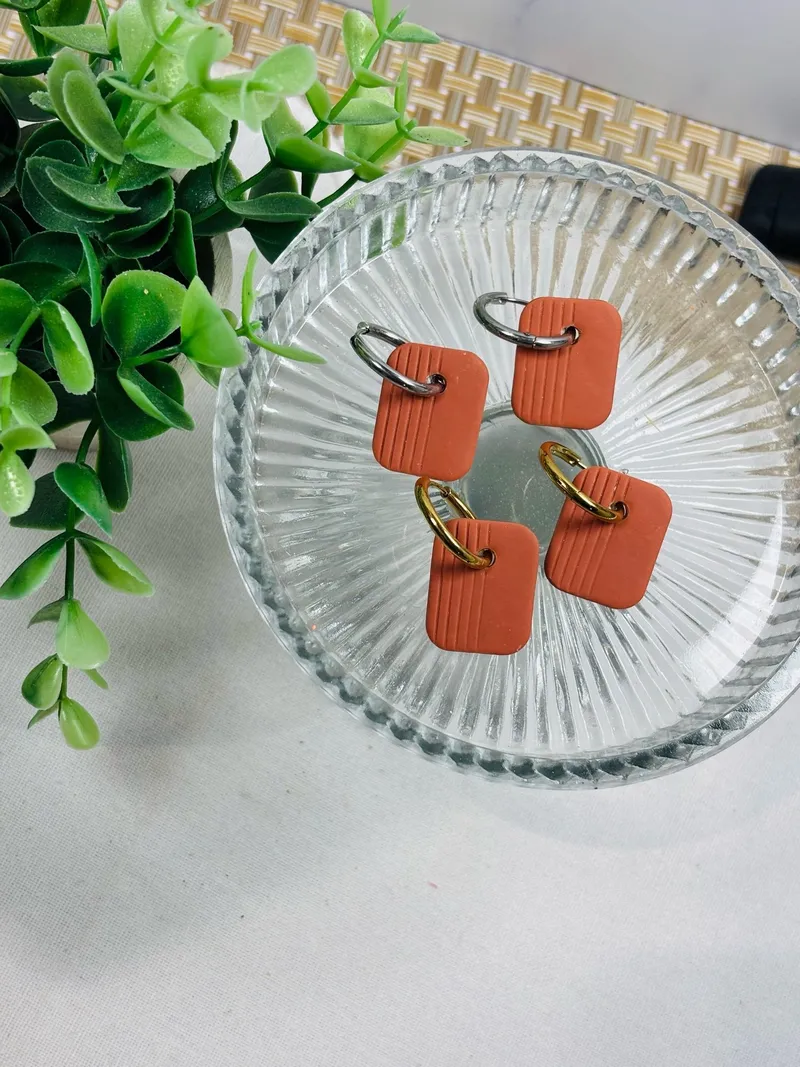 Burnt Orange Huggie Hoops