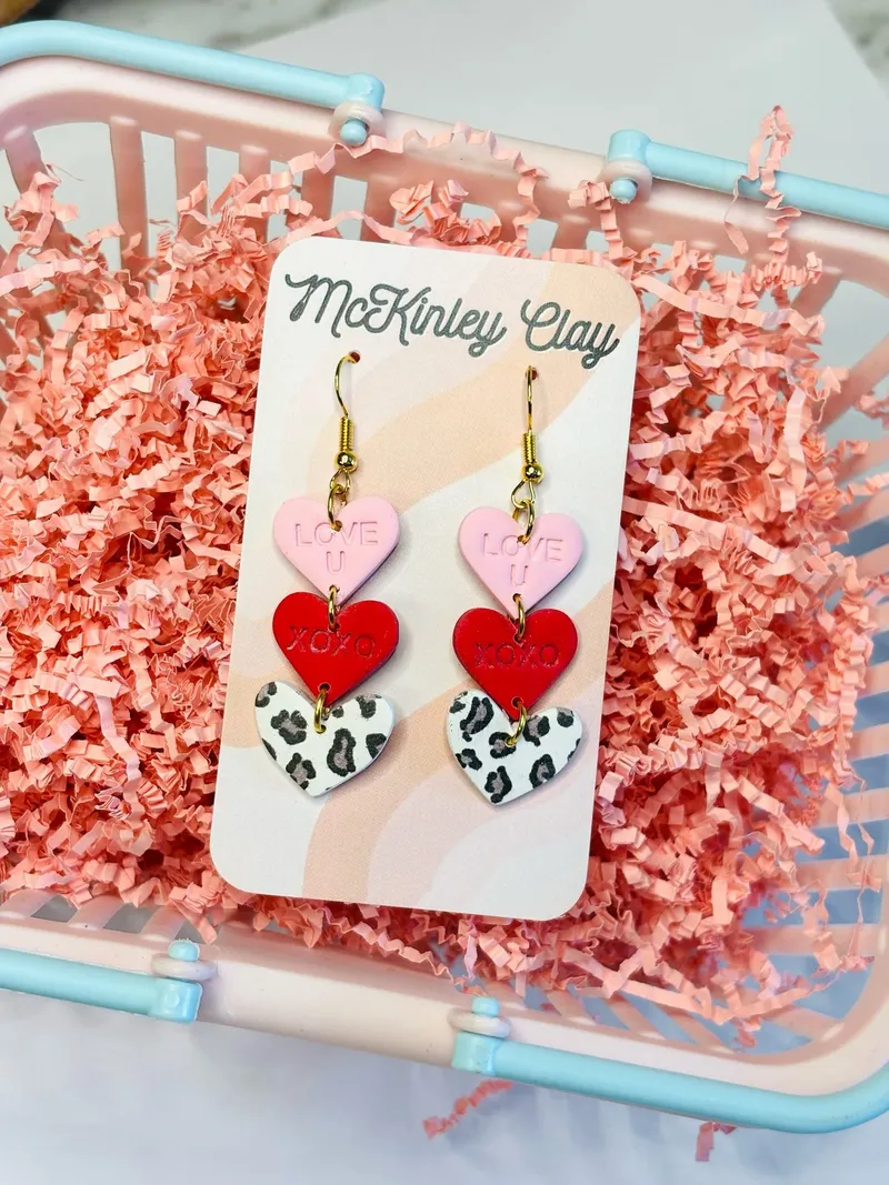 Red, pink, leopard hearts