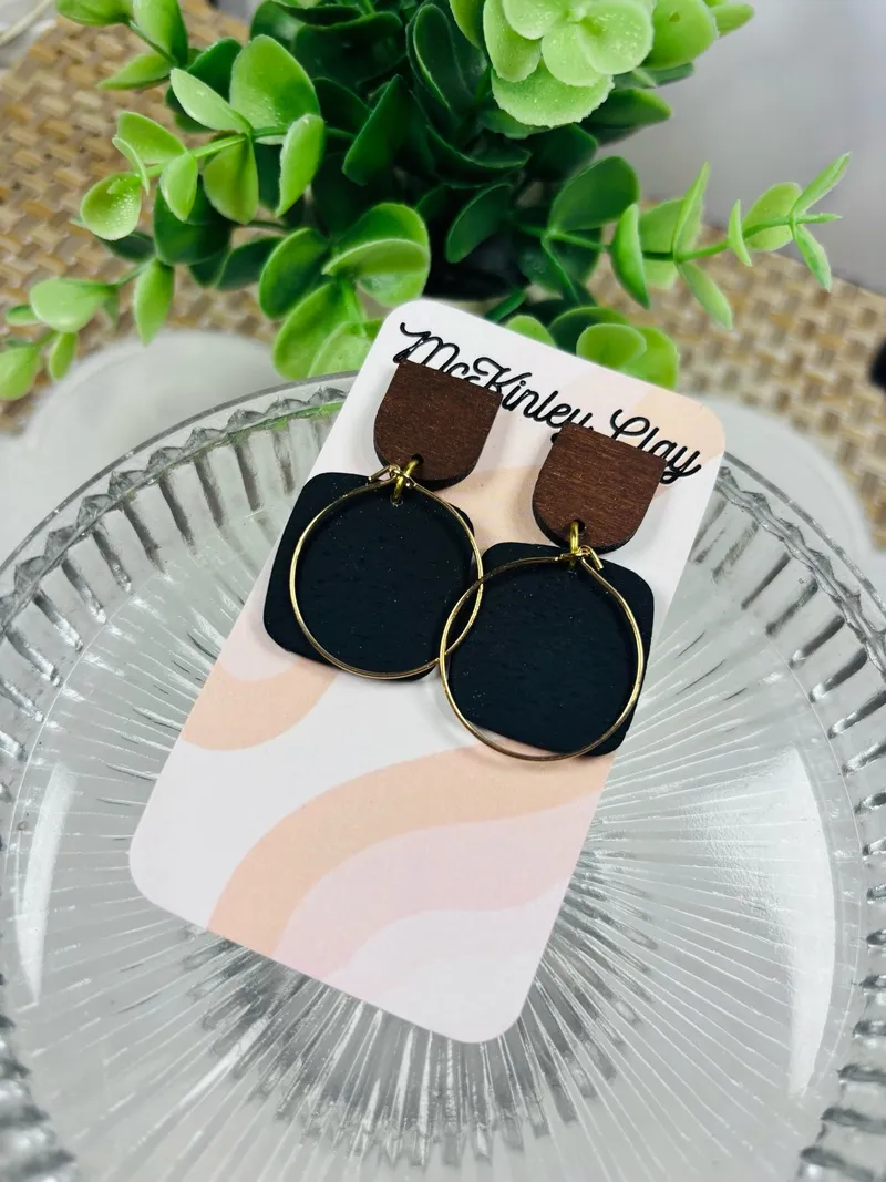 Black, wood, gold