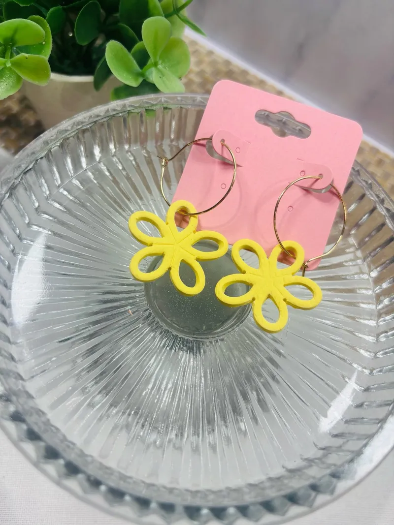 Yellow Daisy Hoops