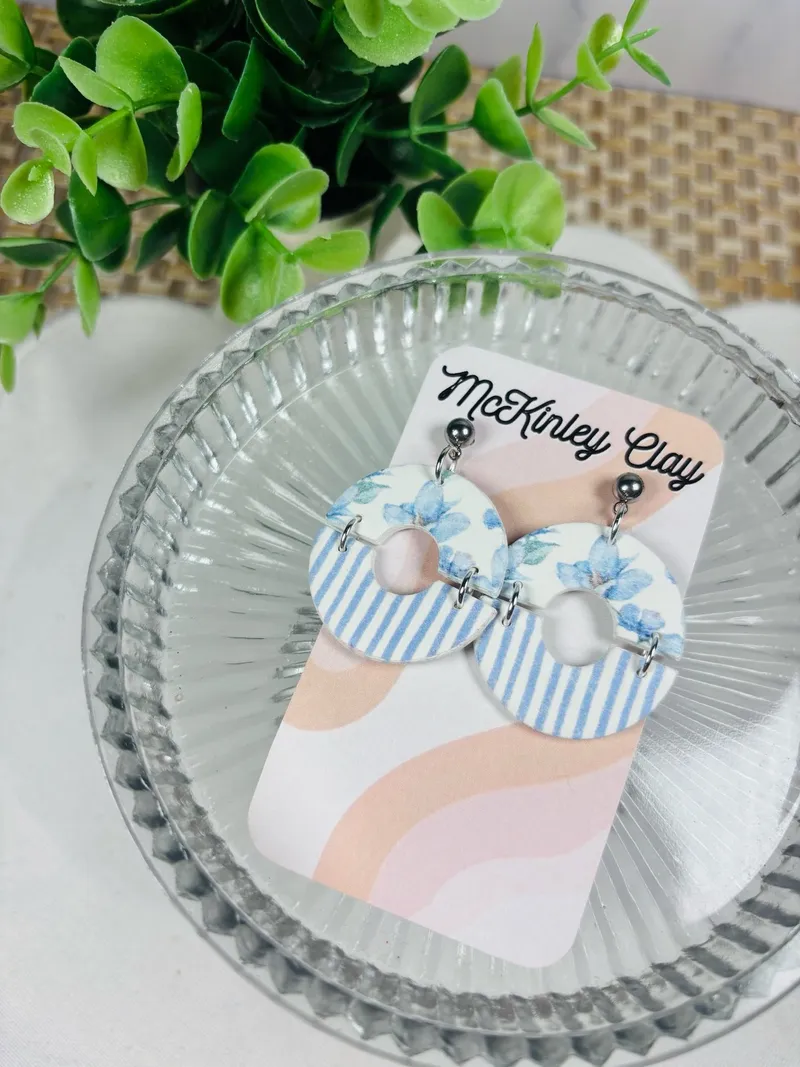 Blue floral & stripes