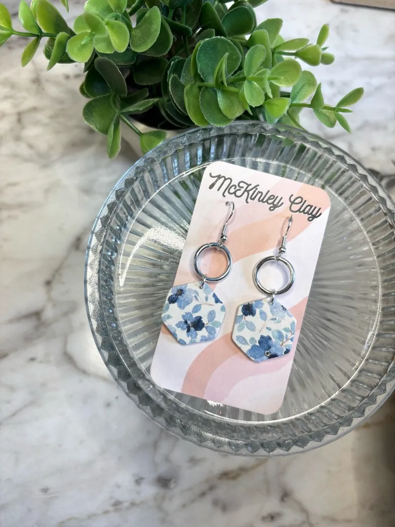 Blue Floral & Silver
