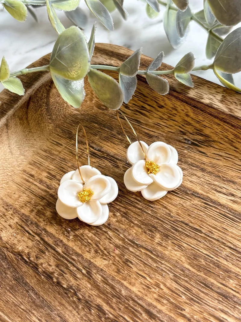 White & Gold Floral Hoop